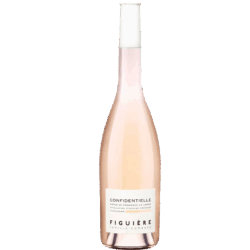 Pink rosé wine bottle with a white capsule, label reads Confidentielle — Figuière, Provence