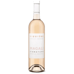 Rosé wine bottle labeled Magali Signature from Figuière, Provence region (Côtes de Provence)