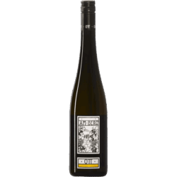 Dark glass wine bottle with a decorative rectangular label showing grapevines and the text AM BERG; a small yellow stripe at the bottom of the label.