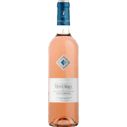 Houchart-rosé-sainte-victoi - Van Brandwijk Wijnkopers bottle of domaine houchart saint-victoire rosé from côtes de provence with blue foil cap on top of the bottle.